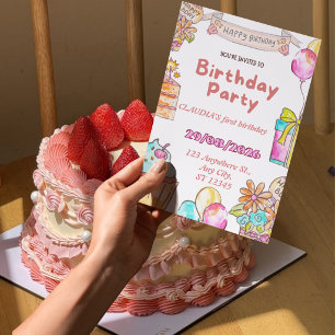 Reizende Einladung zum 1. Geburtstag für Mädchen
