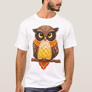 Reizende Eule auf einem Ast sitzend T-Shirt