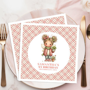 Reizende Fairy Blush Blumen 5. Geburtstagsfeier Serviette