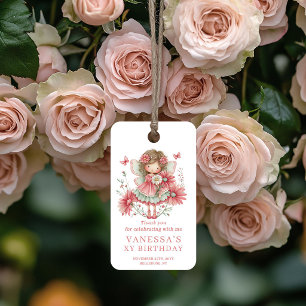 Reizende Feen-Mädchen-Rot-Blumen-Geburtstags-Gesch Geschenkanhänger