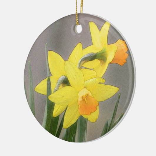 Reizende Frühlings-Narzissen Keramik Ornament (Links)