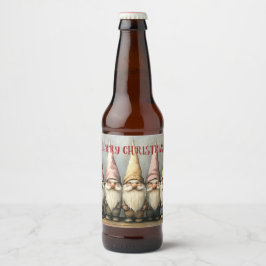 Reizende Gnome Spitzhüte langer Bart Bierflaschenetikett