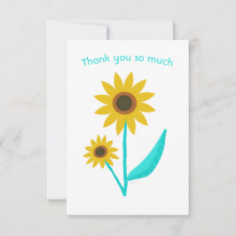 Reizende handgezeichnete digitale süße Sonnenblume Dankeskarte