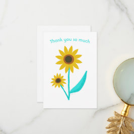 Reizende handgezeichnete digitale süße Sonnenblume Dankeskarte