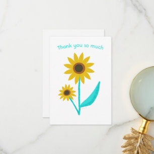Reizende handgezeichnete digitale süße Sonnenblume Dankeskarte