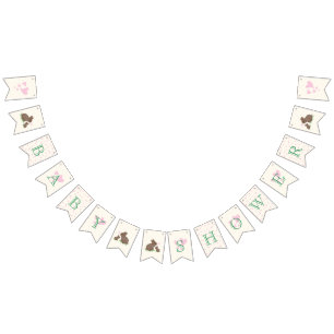 Reizende Kaninchen im Kleeblatt mit Baby Shower-He Wimpelkette
