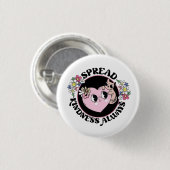 Reizende Katze & Blumen Knopf – Verbreite Freundli Button (Vorne & Hinten)
