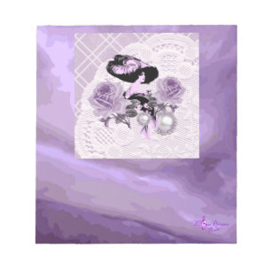 Reizende Lavendel-Dame Vintage-Spitze Kleiner Noti Notizblock
