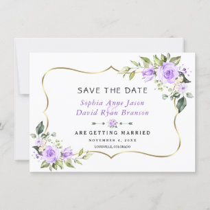 Reizende Lavendelblüten Goldrahmen Hochzeit Save The Date