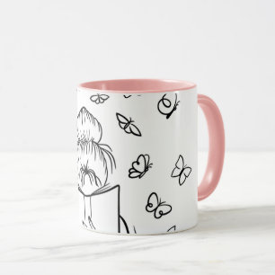 Reizende Leserin Rosa Kaffeetasse