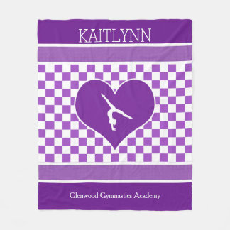 Reizende lila Checkered Gymnastik mit Monogramm Fleecedecke