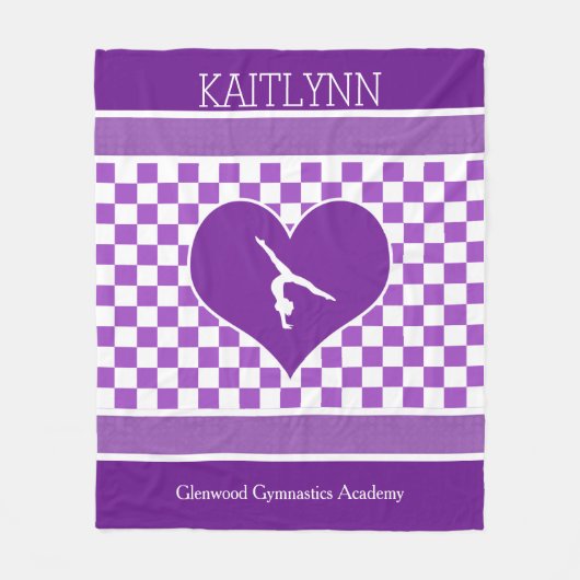 Reizende lila Checkered Gymnastik mit Monogramm Fleecedecke (Vorderseite)