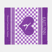 Reizende lila Checkered Gymnastik mit Monogramm Fleecedecke (Vorderseite (Horizontal))