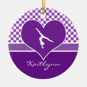 Reizende lila Checkered Gymnastik mit Monogramm Keramikornament