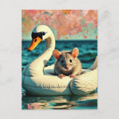 Reizende Maus auf einem Schwan-Tauchkörper Postkarte (Vorderseite)