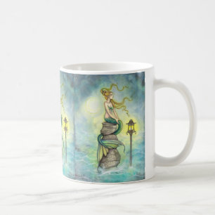 Reizende Meerjungfrau mit Mond und Laterne Kaffeetasse
