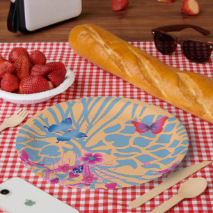 Reizende Papier-Teller mit Schmetterlings-Blumenmu Pappteller