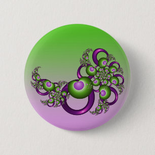Reizende Pinke Grüne Herzen Moderne Abstrakte Frak Button