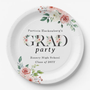 Reizende rosa Blumen GRAD benutzerdefinierte Party Pappteller