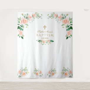 Reizende rosa Blumen Tauf-Foto-Box-Requisite Wandteppich