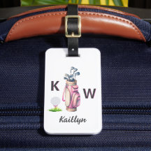 Reizende rosa Golfbag personalisiert mit Monogramm
