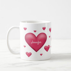 Reizende rosa Herzen mit einem personalisierten Na Kaffeetasse