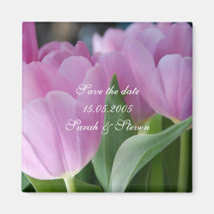 Reizende rosa Tulpen retten Datum Magneten Magnet