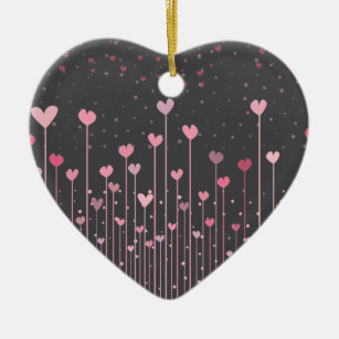Reizende rosa Verzierung des Herz-Valentinstag-  Keramikornament