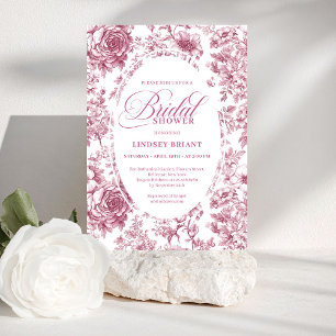 Reizende Rose Gold Toile Blumen Hochzeitseinladung Einladung