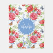 Reizende rote Mohnblumen mit blauen Fleecedecke (Vorderseite)