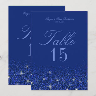 Reizende Saphir-Glitz-Glitzer-Tischnummernkarten Einladung