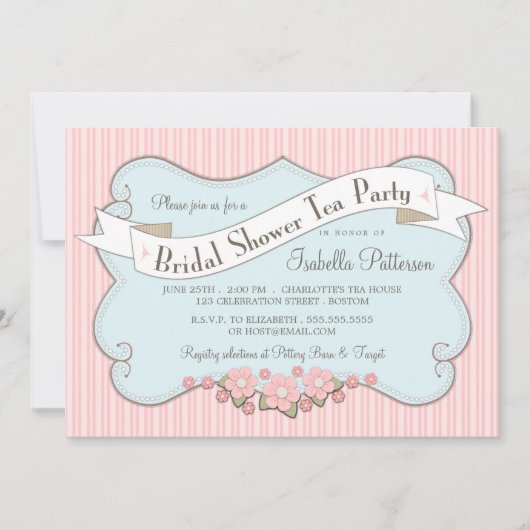 Reizende Vintage Brautparty-Tee-Party Einladung (Vorderseite)