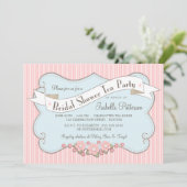 Reizende Vintage Brautparty-Tee-Party Einladung (Stehend Vorderseite)