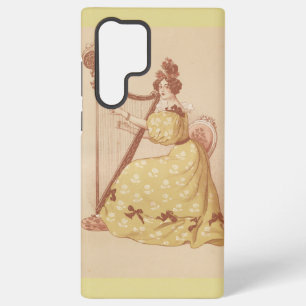 Reizende Vintage-Dame spielt Musik auf einer Harfe Samsung Galaxy Hülle