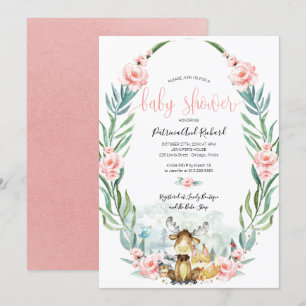 Reizende Waldflora-Babyparty Einladung