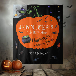 Reizende Wasserfarbe-Halloween-Kinder-Foto-Hinterg Wandteppich