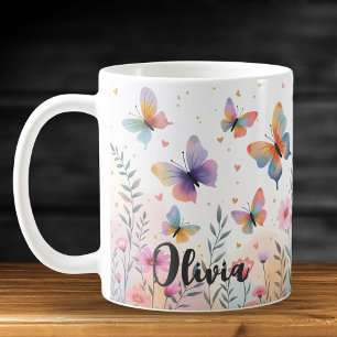 Reizende Wasserfarben-Schmetterlingswiese Kaffeetasse