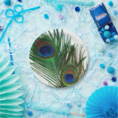 Reizende weiße Pfau-Federn Pappteller (Party)