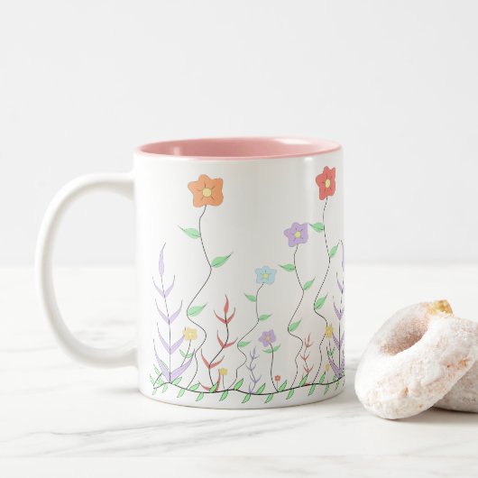 Reizende Wildblumen-Tasse Zweifarbige Tasse (Mit Donut)