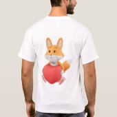 Reizender 3D-Fuchs mit rotem Herzen. T-Shirt (Rückseite)