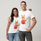 Reizender 3D-Fuchs mit rotem Herzen. T-Shirt (Unisex)
