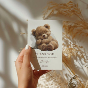 Reizender beiger minimalistischer Teddybär Dankeskarte