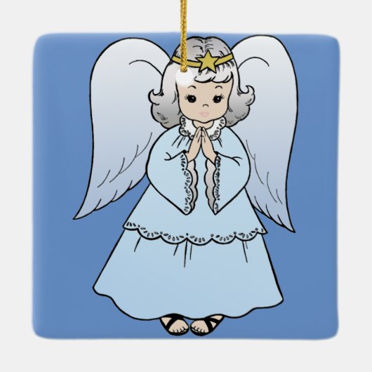 Reizender blauer Engel Keramikornament (Rückseite)