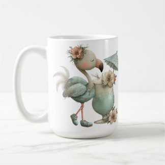 REIZENDER BLAUER FLAMINGO AM STRAND MIT SUNCASTLE KAFFEETASSE