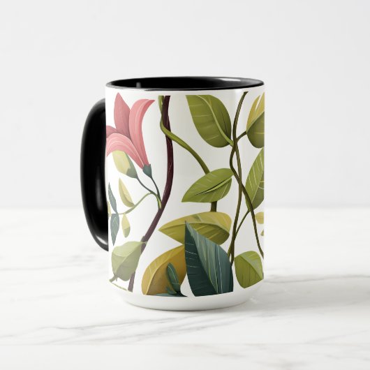 Reizender Blumenprint-Kaffeebecher Tasse (Vorderseite Links)