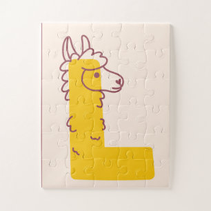Reizender Buchstabe "L" Lama-Alphabet-Kunst  Puzzle