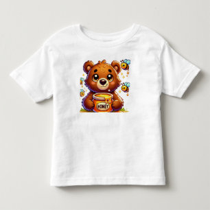 Reizender Cartoon-Bär mit Honigglas Kleinkind T-shirt