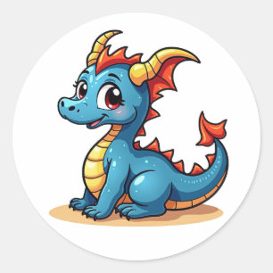 Reizender Cartoon-Drache-Aufkleber Runder Aufkleber