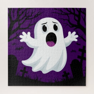Reizender Cartoon-Geist in gruseligen Halloween Puzzle