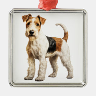 REIZENDER DRAHTBEHAARTER FOX-TERRIER-HUND ORNAMENT AUS METALL